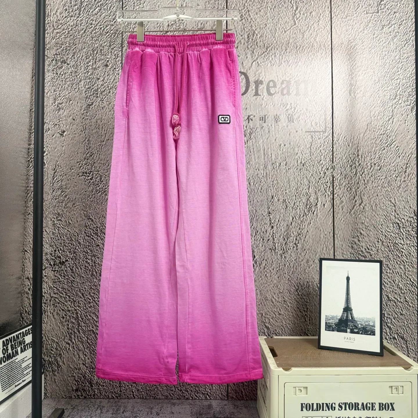 "𝙉𝙚𝙬⚜️Valentine" 2026 Spring and Summer New Arrival straight trousers 300g pure cotton spring and summer wash gradient Retro distressed gradient micro-stamp Color: Pink fluorescent green Gray Sizes: S M L XL XXL